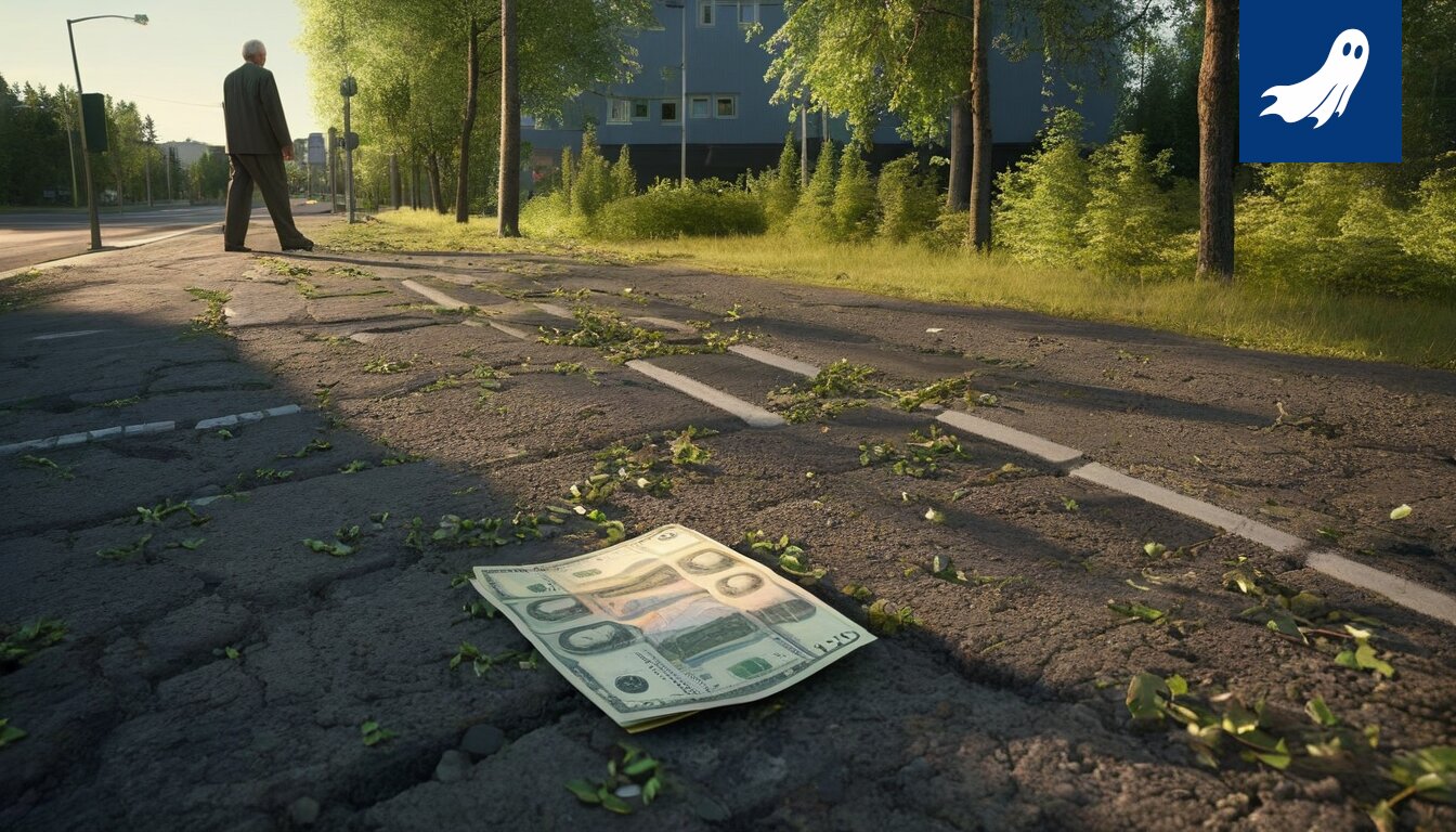 Sarjakuvamainen kuva tekoälypaperikoneesta Herbertistä tulostamassa valtavaa määrää osakkeita Valkeakosken paperitehtaalla.