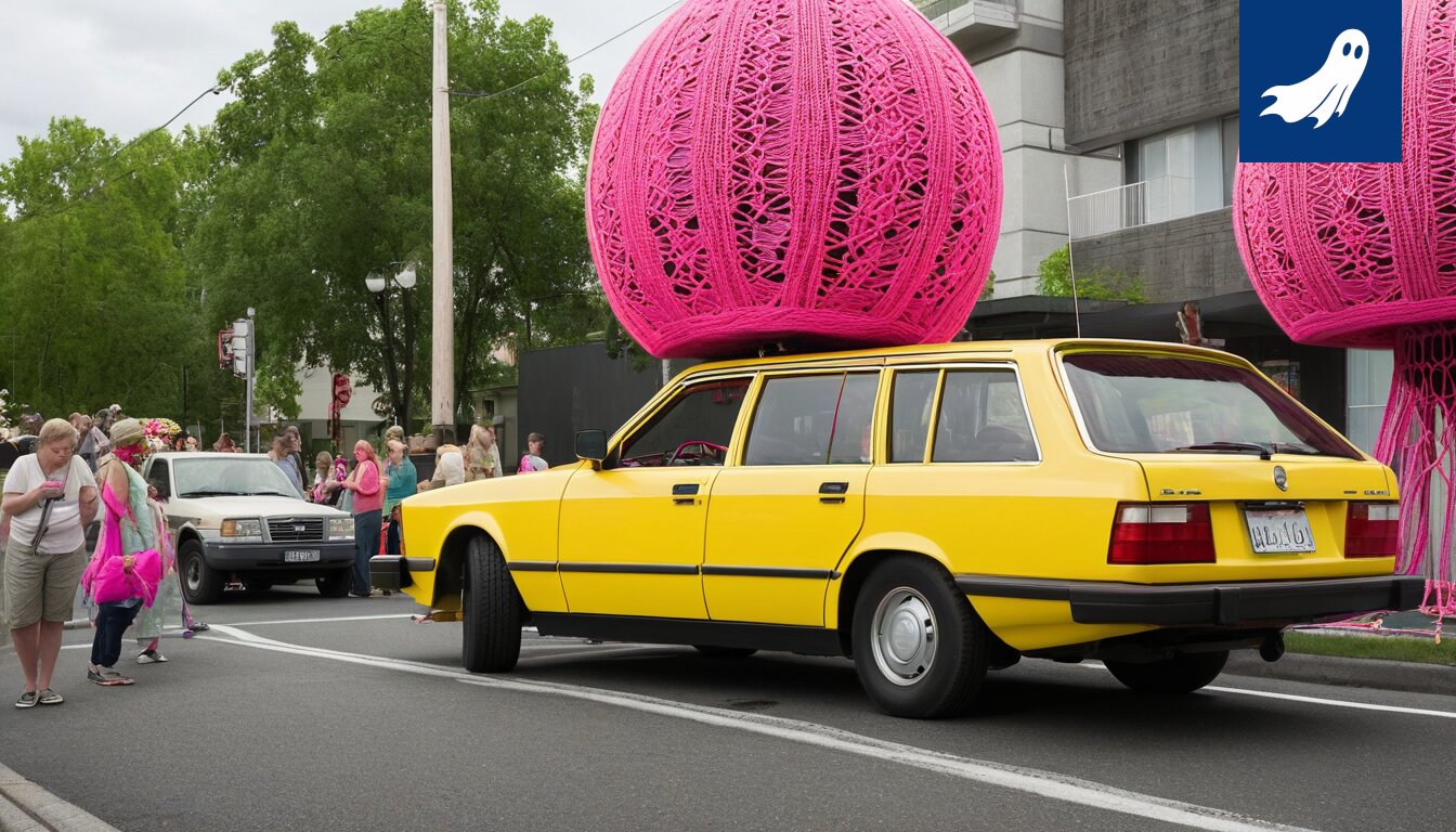 Vaaleanpunainen kahvila Metson pääkirjastossa, jossa on paljon makramee-koristeita ja pehmeitä huonekaluja.