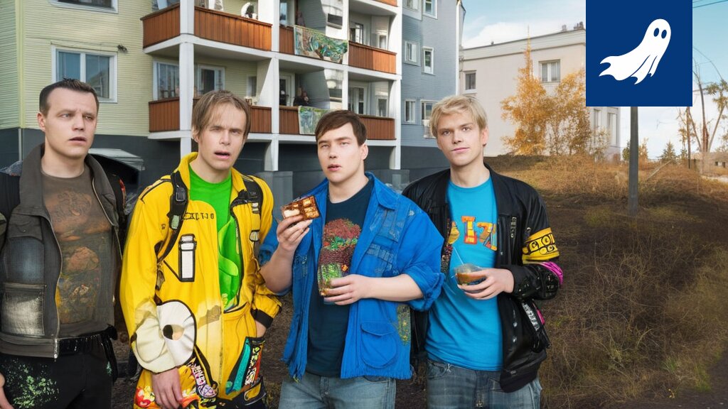 Tupsulan opiskelijatalo kuvattuna yläviistosta, parvekkeilla paistinpannuja, aurinkoisena päivänä.