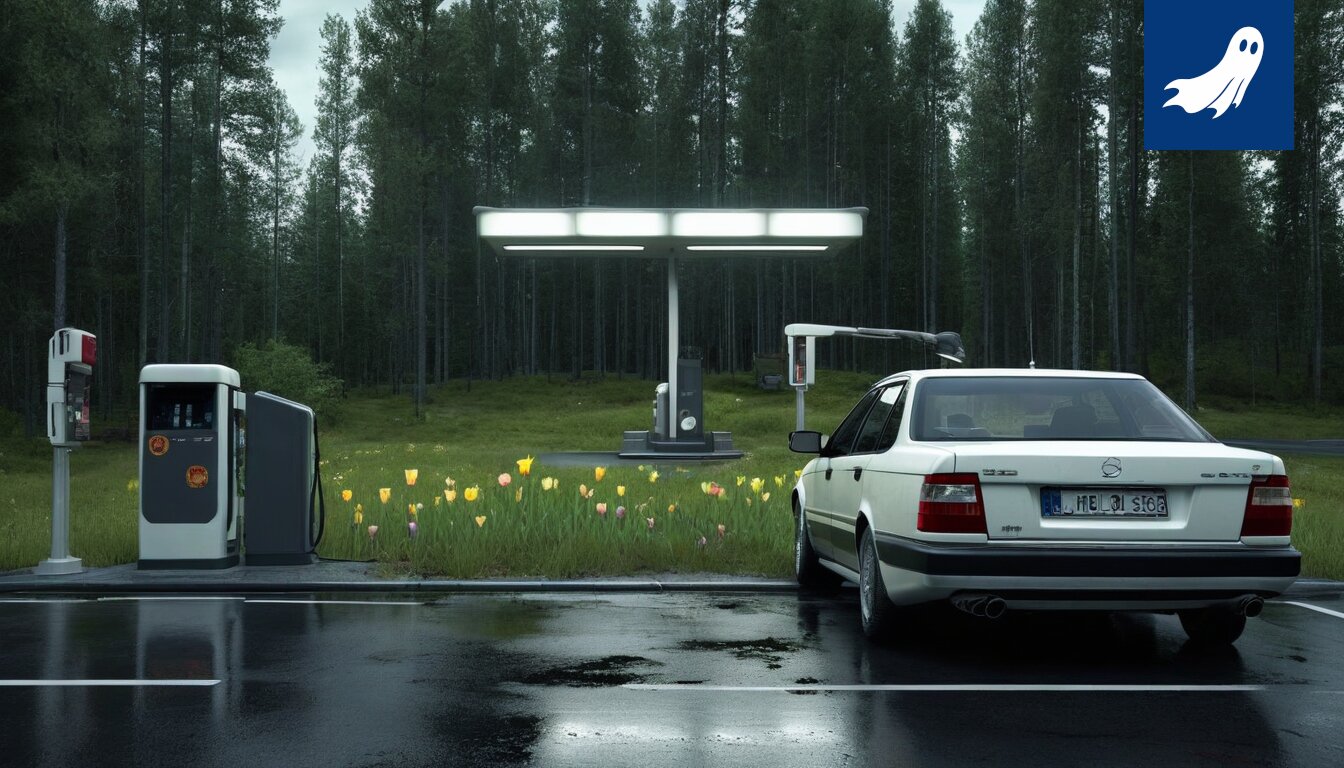 Kuva Ylöjärven entisen Teboilin tontilla sijaitsevasta automatisoidusta hyvinvointikeskuksesta, jossa robotit huoltavat autoja.
