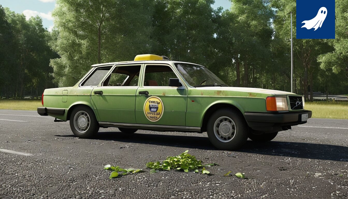 Ruosteinen ja hylätty auto Tampereen parkkipaikalla, symboloiden uutta koronatartuntojen ennustusmenetelmää.