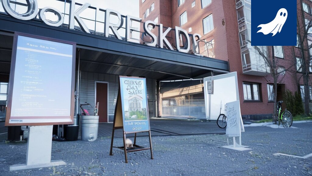 Sarjakuvamainen kuva Koskikeskuksesta, jossa ihmiset pyörittävät hamsteripyöriä kauppakeskuksen sisällä.