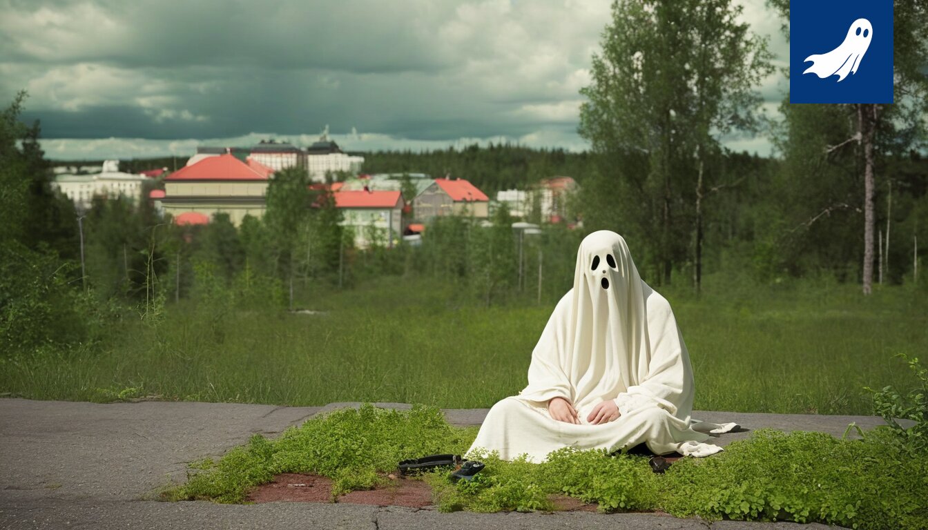 Sarjakuvamainen kuva nuoresta henkilöstä, joka kuvaa TikTok-videota uutistoimiston edessä.