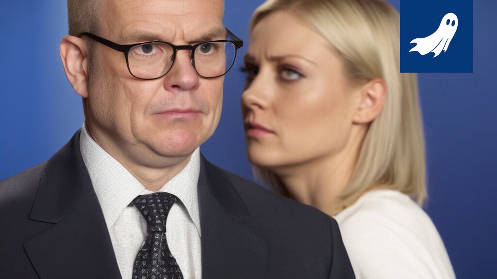 Pääministeri Orpo ja valtiovarainministeri Purra lukevat kasvottomina algoritmin tuottamia numeroita.