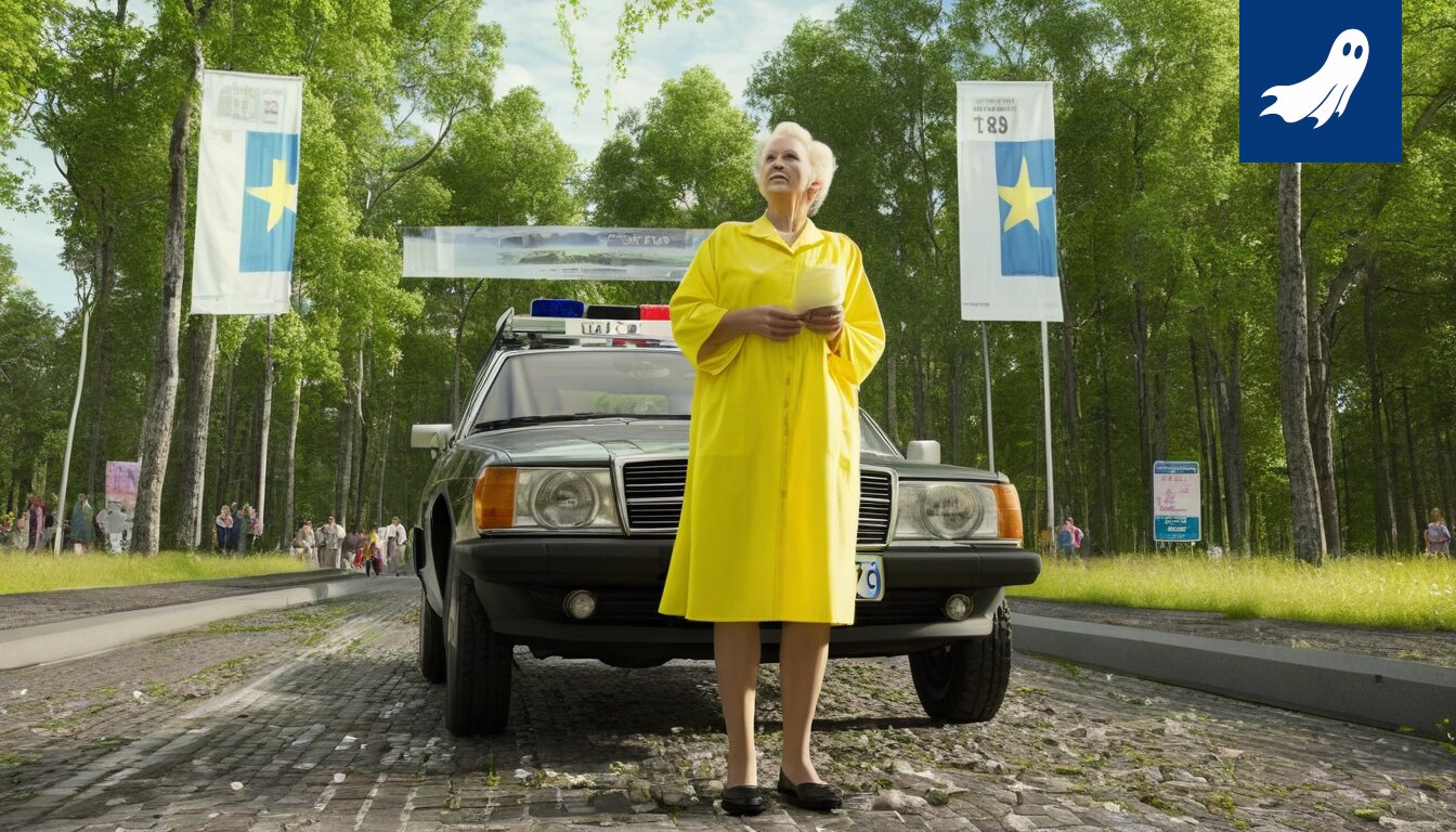 Sarjakuvamainen kuva Tampereen pormestarista jakamassa osakekirjoja ja Syöpä-Bingo -testejä iloisille kansalaisille.