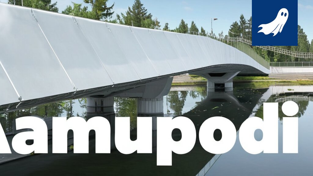 Särkänsilta kuvattuna yöllä, taustalla epäilyttävää robottitoimintaa ja tenniskentän hahmoja.