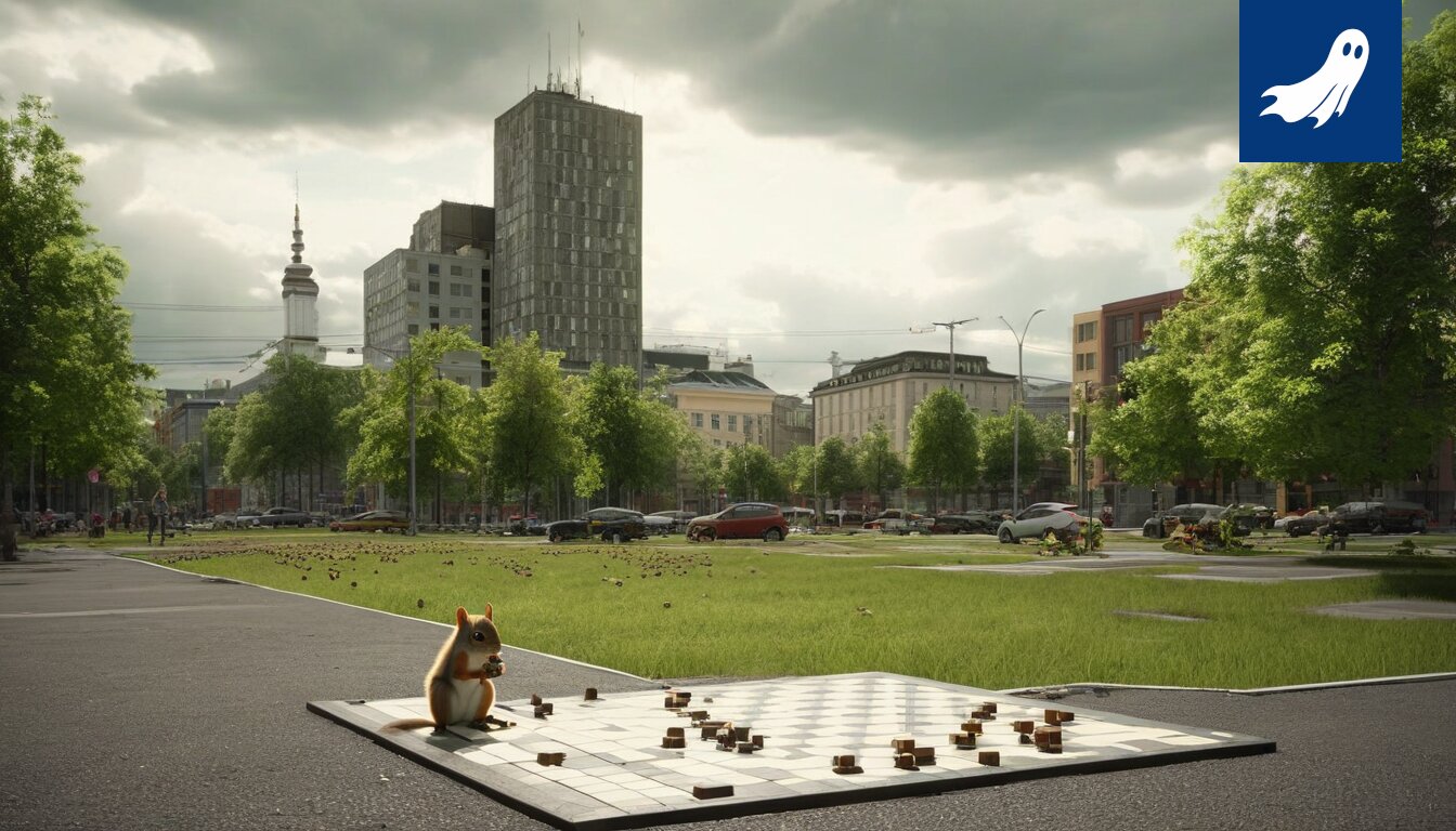 Pilapiirros Tampereen säätiön edustajista laskemassa pähkinöitä ja kaavoituslupia.