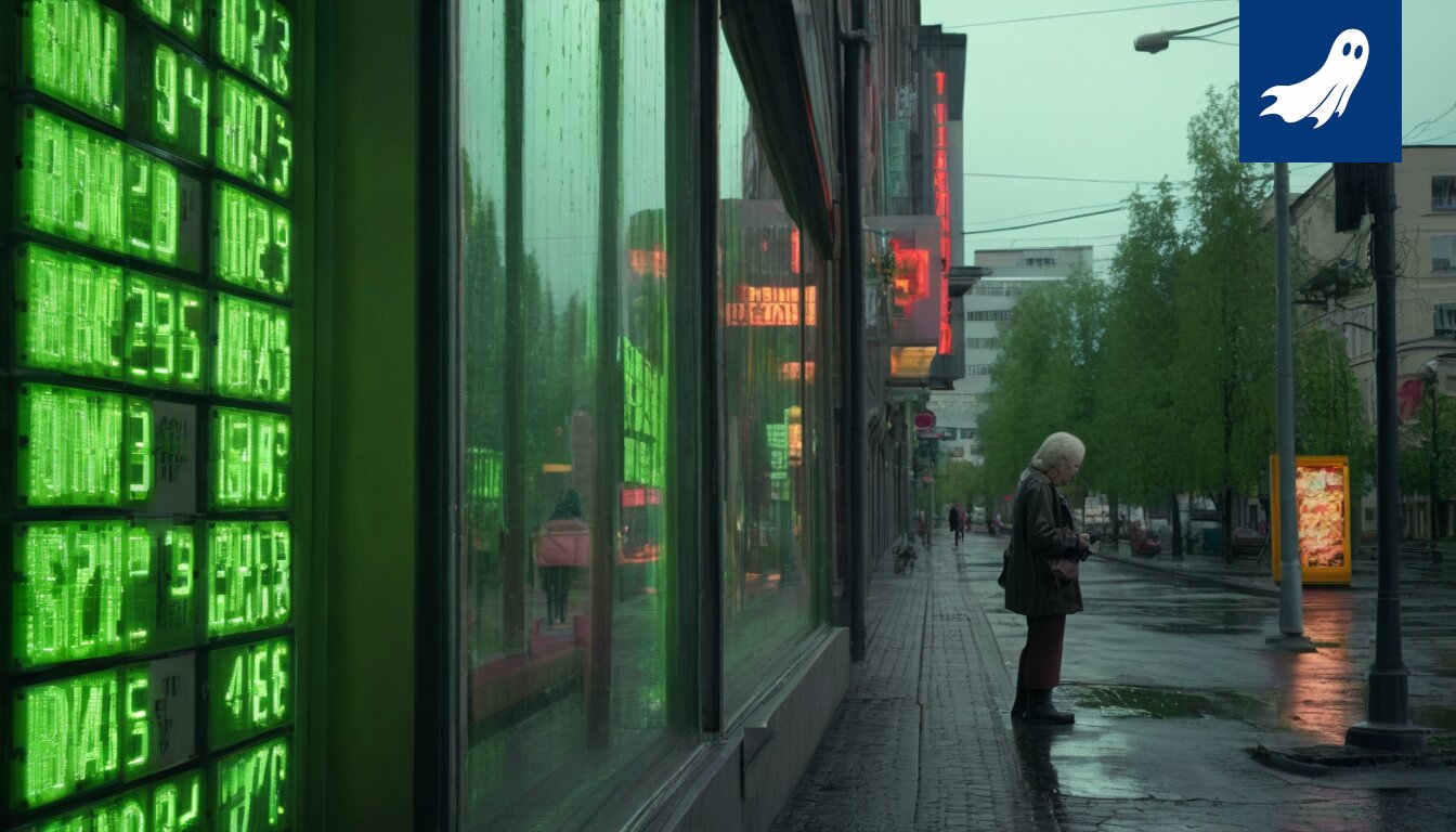 Sarjakuvamainen kuva algoritmin prosessorista, joka on kytketty Tampereen kaupungin karttaan, symboloiden ideoiden kaivostoimintaa.