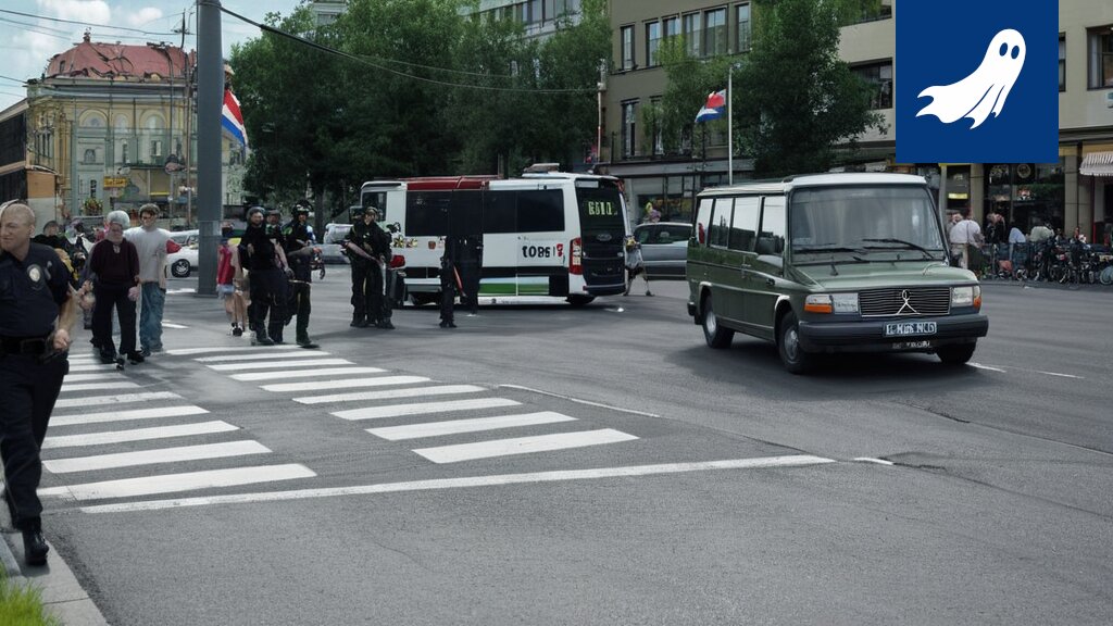 Robottiauto kuljettaa jalkapallokannattajia stadionille digitaalisten mainostaulujen koristamana.