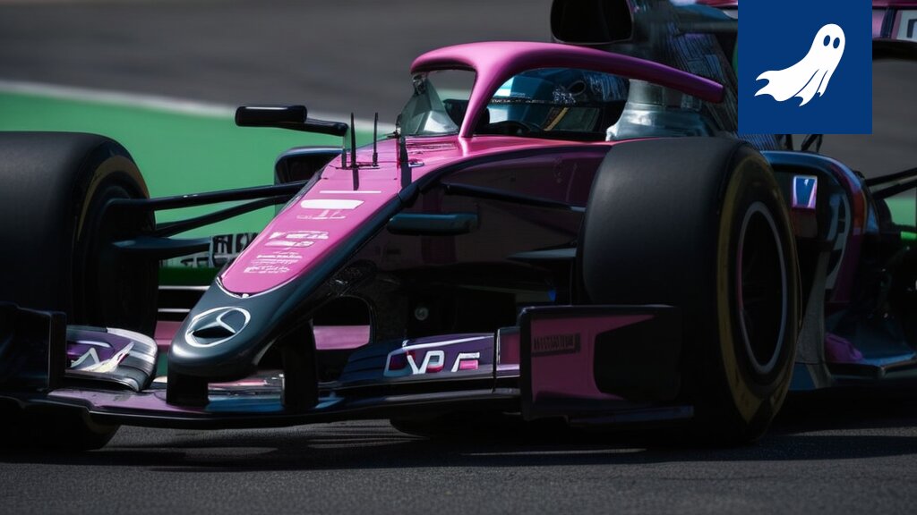 Satiirinen kuva Monzan radalta, jossa Robocop valvoo kilpailua ja Pierre Gasly esittelee fanituotteitaan.