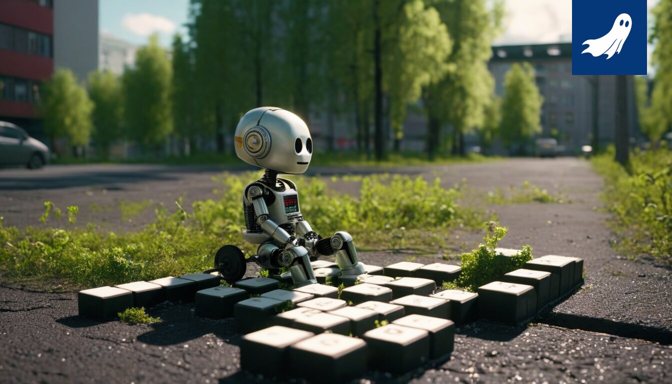 Satiirinen kuva Hervannan kerrostaloista, joissa asukkaat muuttuvat digitaalisiksi avatareiksi.