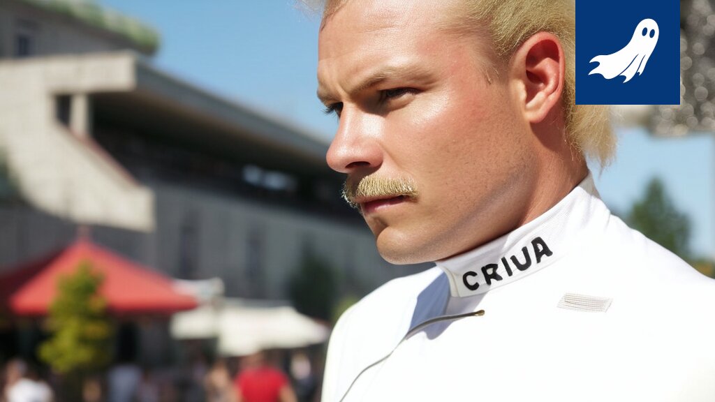 Sarjakuvamainen kuva Valtteri Bottaksesta Cadillac-auton ratissa, jossa auton takana näkyy valituksen pilvi.