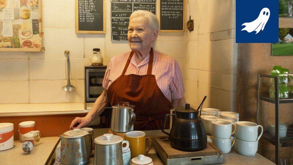 Satiirinen kuva Kesti-Tuvan muutoksesta, jossa perinteinen ravintola on korvattu tehokkaalla, mutta persoonattomalla ruokailukeskuksella.