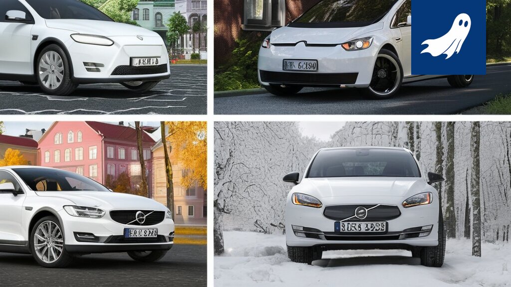 Satiirinen kuva sähköautosta, jonka kyljessä näkyy pörssikurssi ja osakeanalyytikon Jesse Haapalan kasvot.