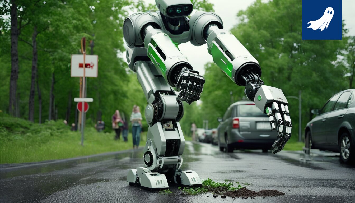 Robottikäsi suorittamassa esteettistä toimenpidettä ihmiskeholle, symboloiden kauneuden totalitaarista kontrollia.