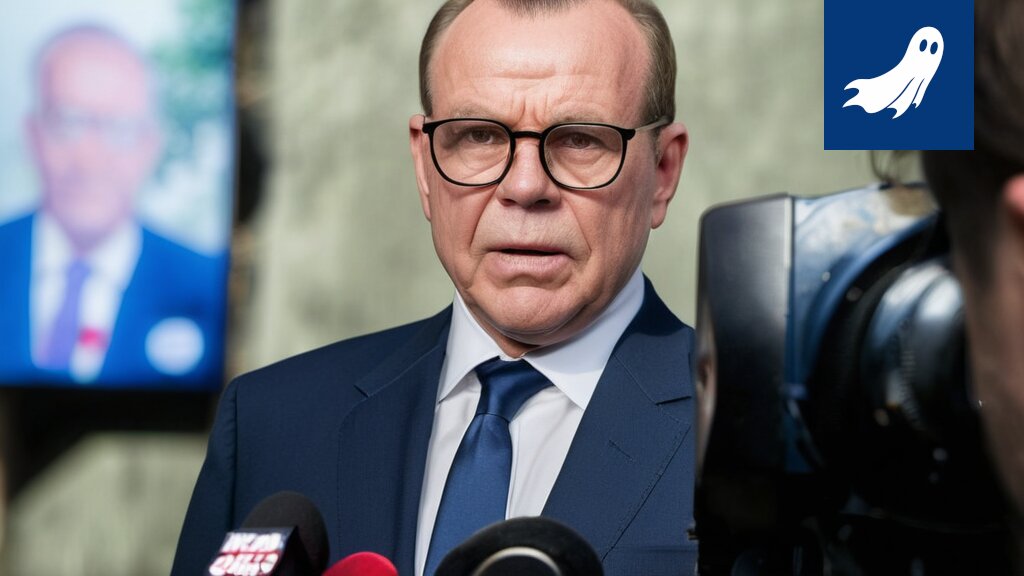 Pääministeri Orpo ja Jan Vapaavuori epämääräisessä tilassa, viitaten kvanttisuperpositioon ja salaisiin tapaamisiin.