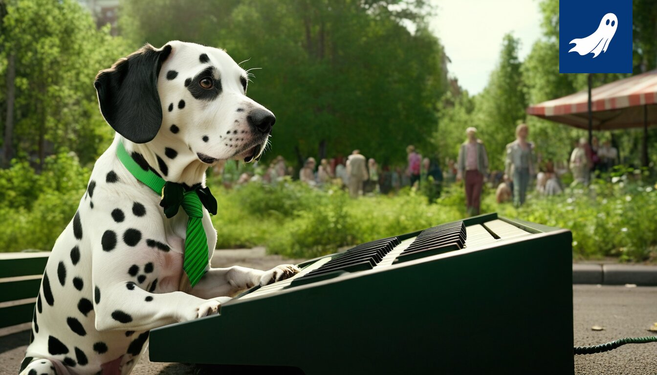 Kuva Dora Oy:n listautumisesta Tampereen pörssissä, jossa dalmatialainen koira symboloi uutta sijoituskohdetta.