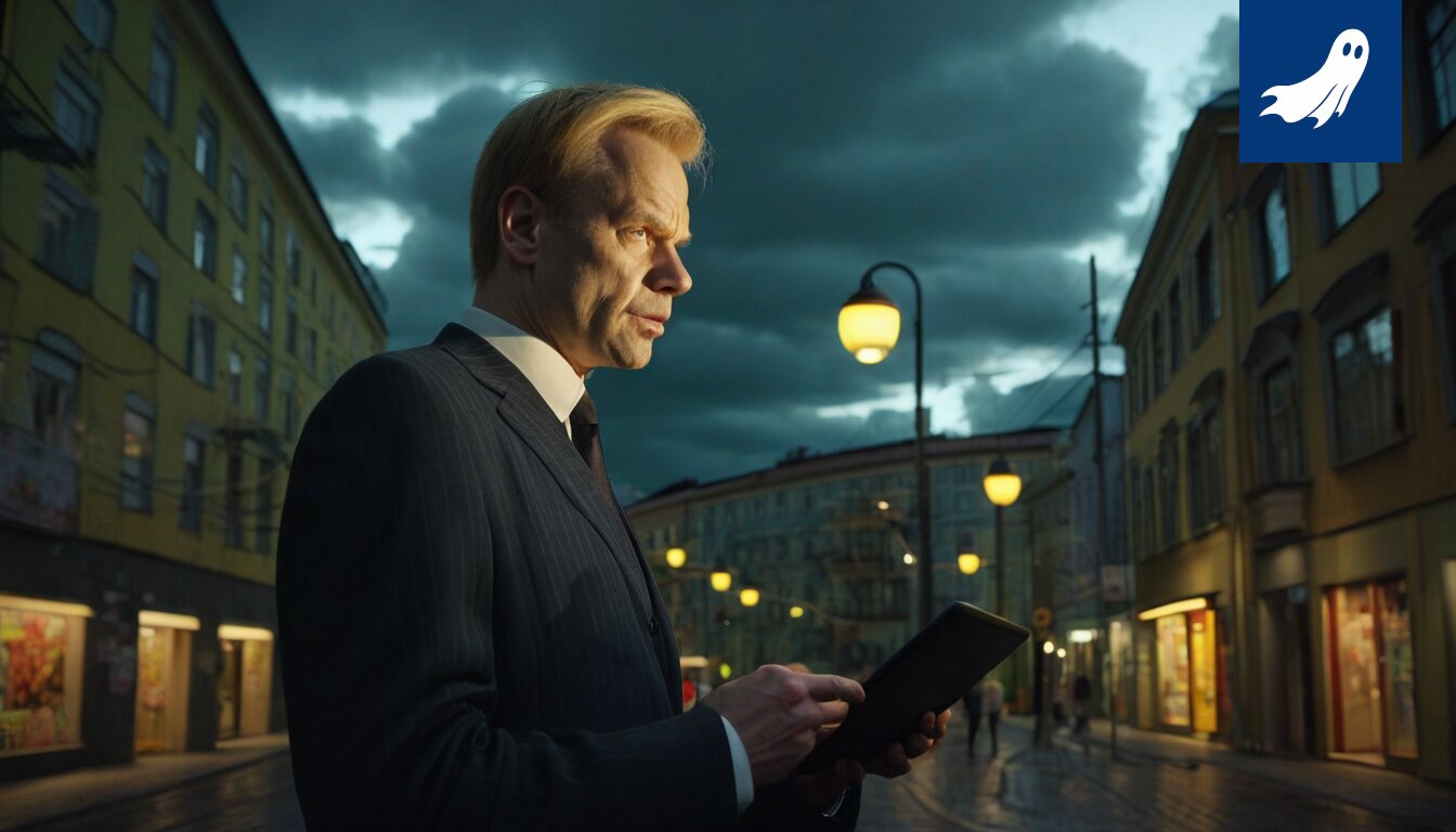 Sarjakuvamainen kuva datakeskuksesta, jonka johdoista lähtee sähköä ihmisten päihin, symboloiden migreenin hyödyntämistä.