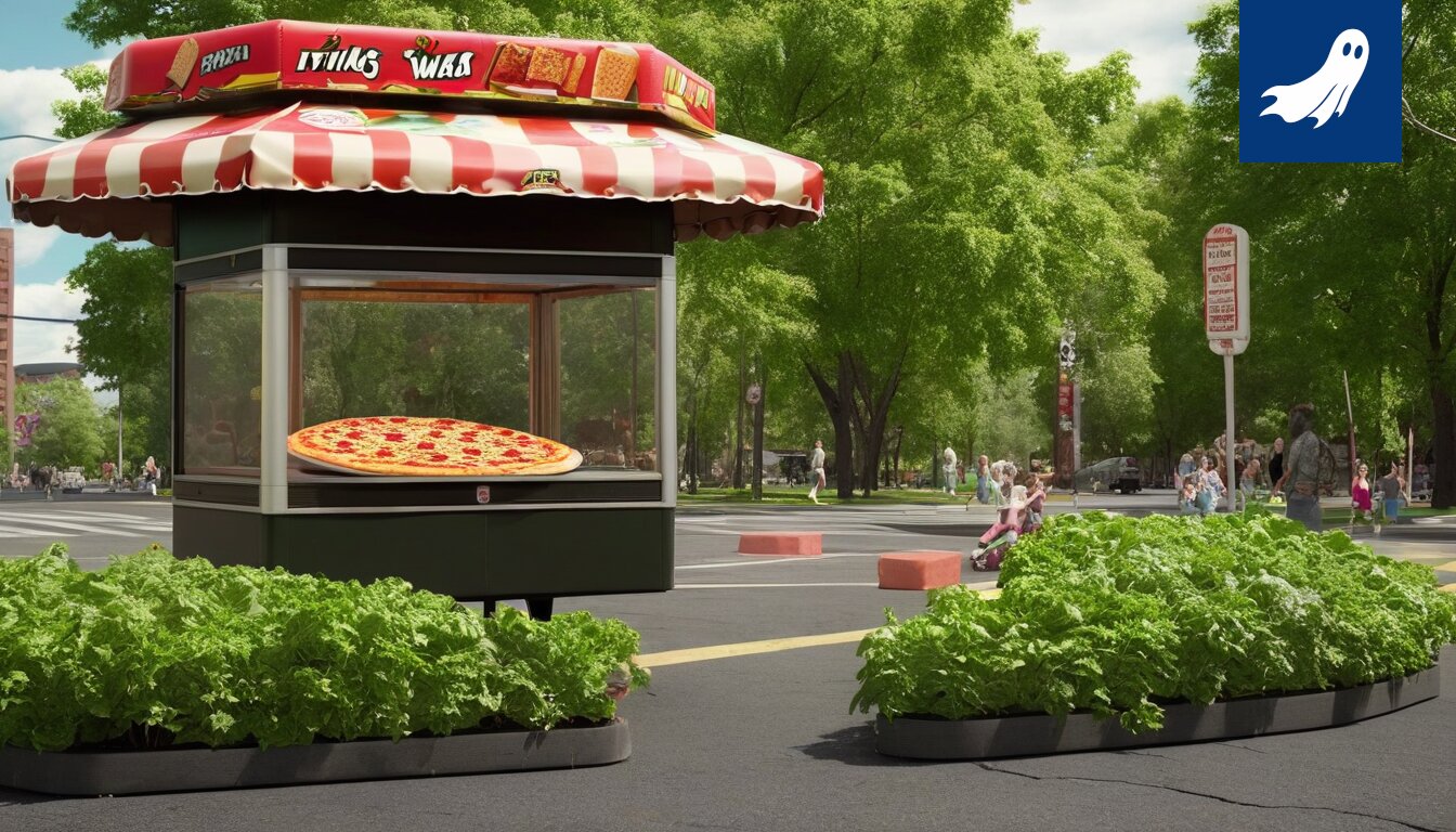 Pizzalaatikoiden pino toimii Tampereen Keskustorin uutena kaupunginvaltuustona satiirisessa uutisessa.