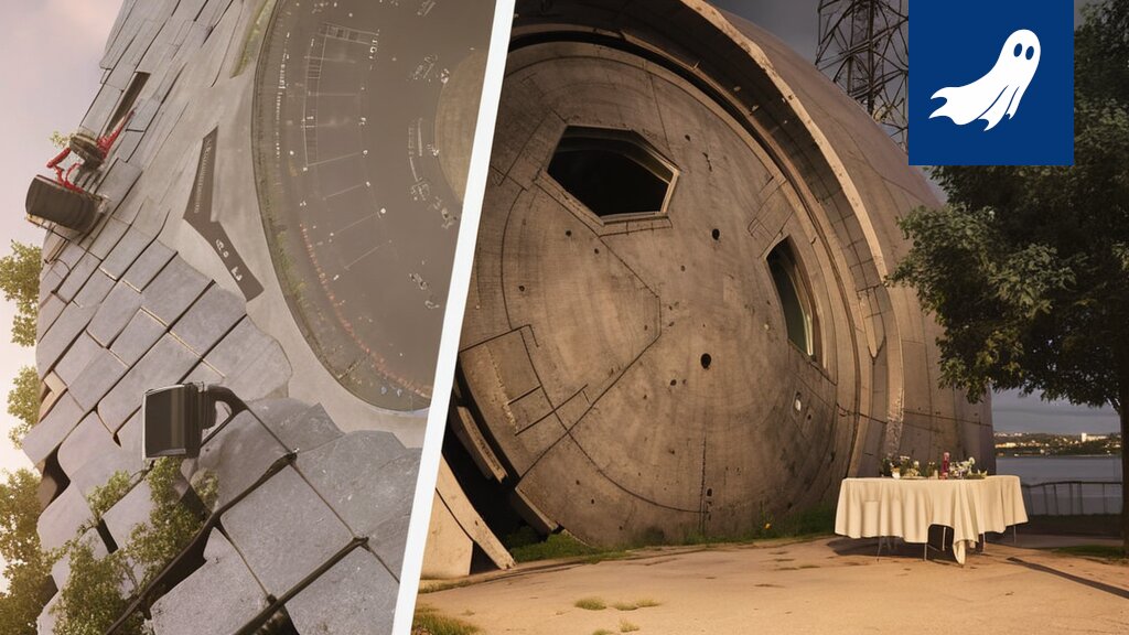 Satiirinen kuva Tampereen Robocop 7.0:sta sortuneiden rakennustelineiden edessä.