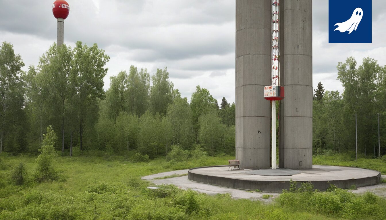 Sarjakuvamainen kuva Postin hyperloop-putkesta, josta onnittelukortit suihkautuvat Helsinkiin.