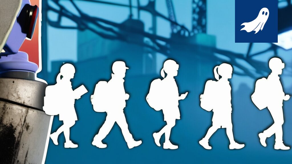 Sarjakuvamainen kuva robottihahmosta analysoimassa oppilaan hiusten liikettä flow-tilan tunnistamiseksi.