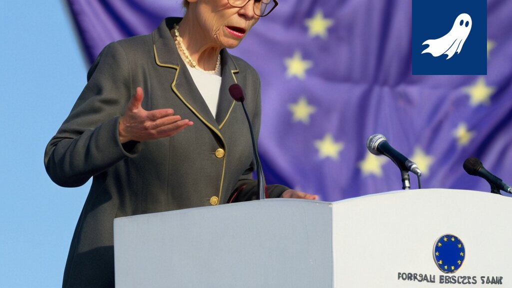 Euroopan keskuspankin pääkonttori kellumassa valtavien heliumilmapallojen varassa Atlantin valtamerellä.