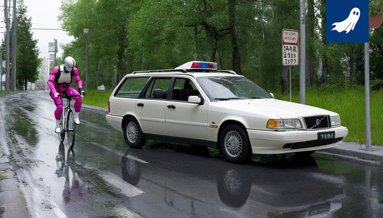 Robocop-aiheinen satiirinen uutiskuva Tampereen pyöräilyyn liittyvistä ongelmista.