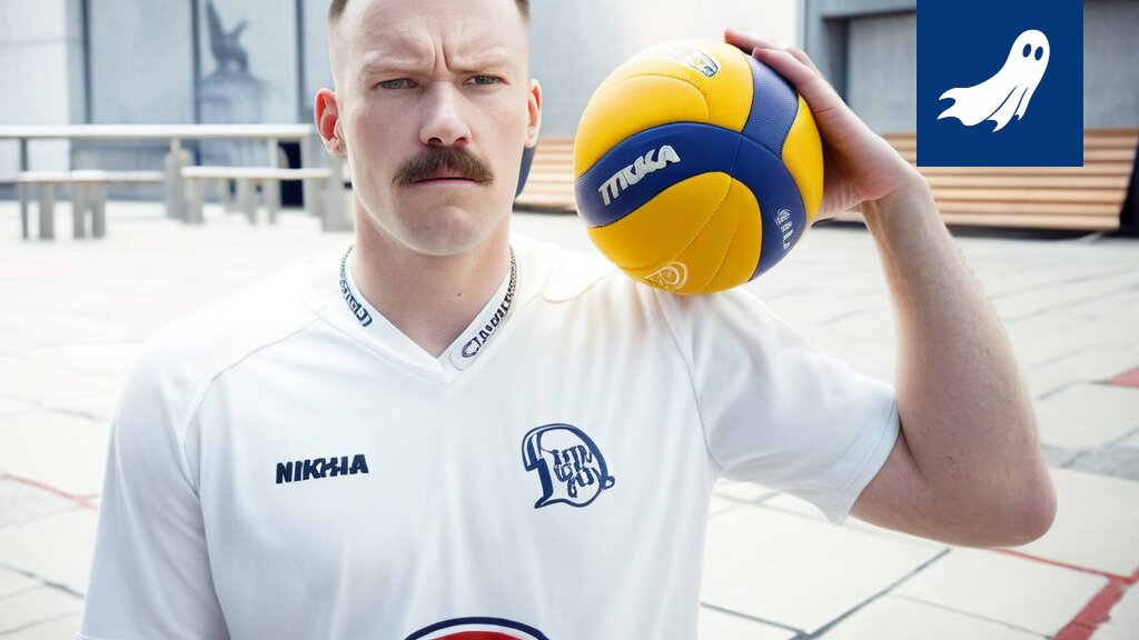 Kuva Ilja Ivanovista Akaa-Volleyn peliasussa, ilmeisesti tunteikkaassa tilanteessa.