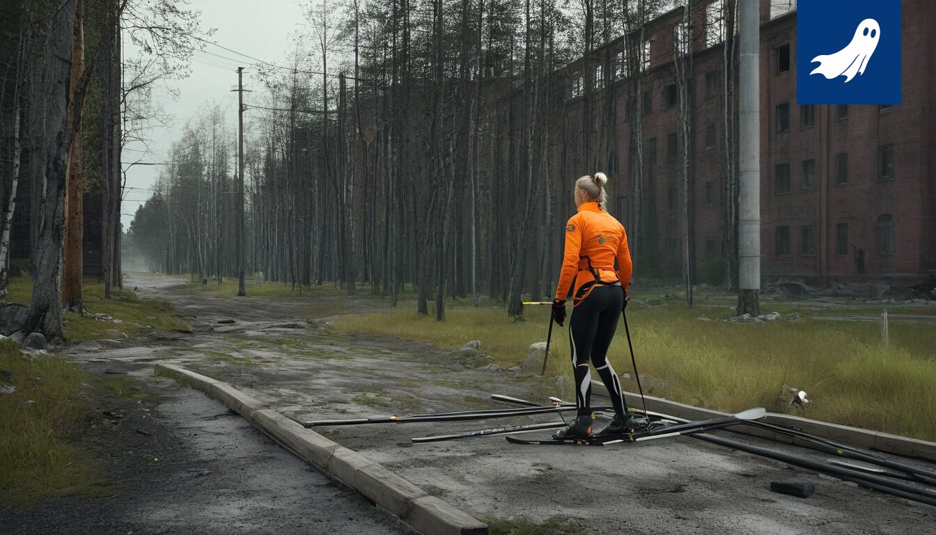 Hilla Niemelä hiihtämässä, kuva symboloi urheilun ja kaupunkisuunnittelun epätavallista yhdistelmää.