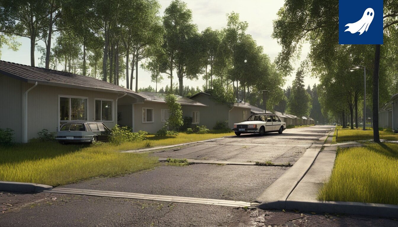 Renderöity kuva Lempäälän uudesta asuinalueesta, jossa korostuvat Ideaparkin rakennukset ja moderni arkkitehtuuri.