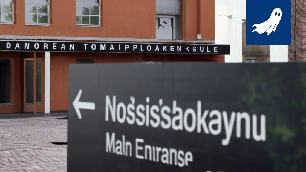 Sarjakuvamainen kuva Tampereen ammattikorkeakoulun kampuksesta, jossa näkyy virtuaalitodellisuuslaseja käyttäviä opiskelijoita ja ylellisiä rakennuksia.