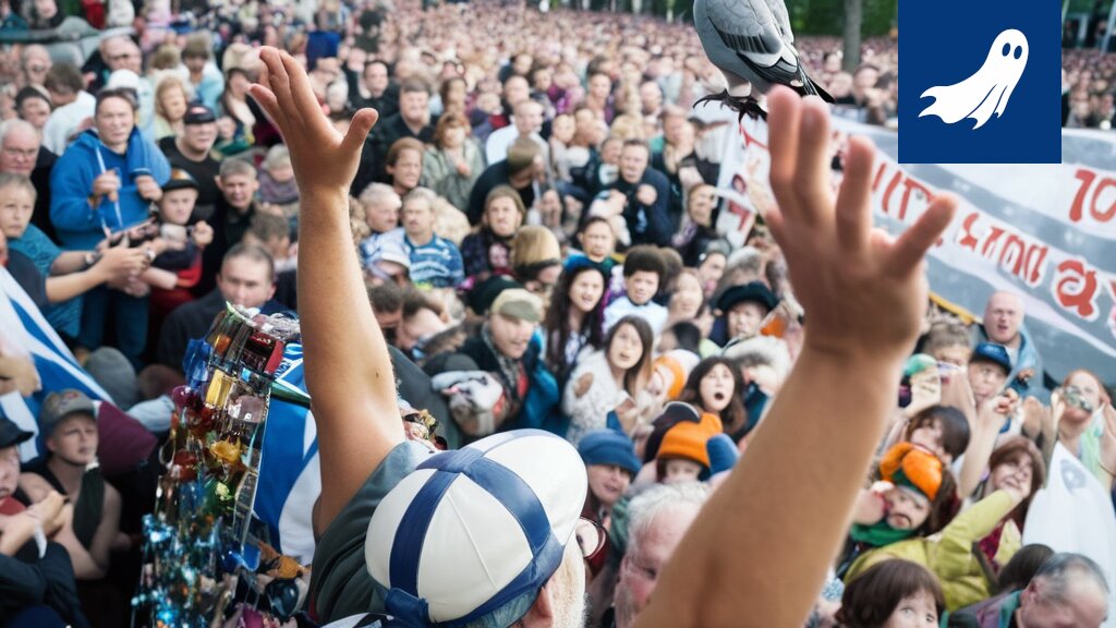 Lentopalloilija syöttämässä pörssikurssien nousun toivossa, satiirinen kuva.
