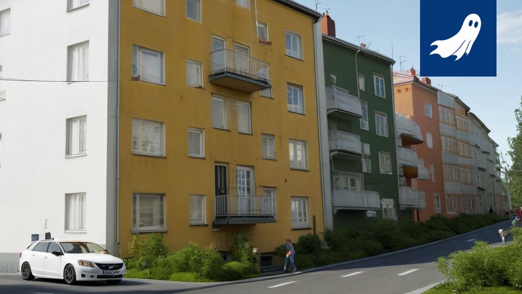 Imusäiliöauto ojanpohjassa Kangasalla, osa satiirista uutisartikkelia autonomisesta liikennevalvonnasta.
