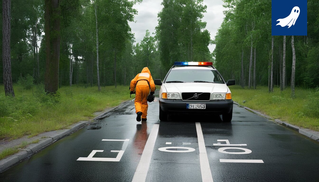 Sarjakuvamainen kuva vanhasta miehestä pakoon lähtemässä, taustalla Nokian tehdas ja synkkä sää.