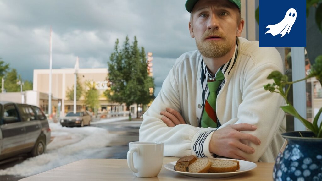 Kuva Metson kirjaston kahvilasta, jossa näkyy digitaalinen näyttö, jossa reaaliaikainen pörssikurssi vaikuttaa kahvin hintaan.