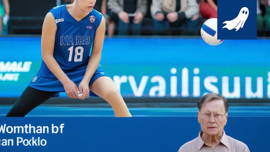 Robottilentopalloilijat pelaamassa lentopalloa Nokia-areenalla, kuva satiirisesta uutisesta.