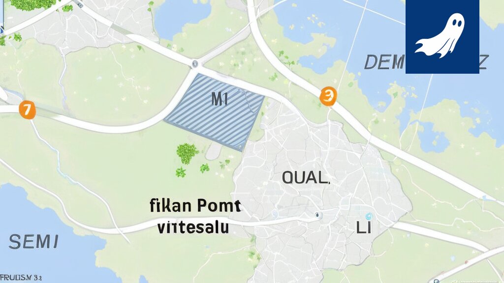Sarjakuvamainen kuva datakeskuksesta, josta nousee höyryä ja jonka ympärillä ihmiset paistattelevat auringon alla.