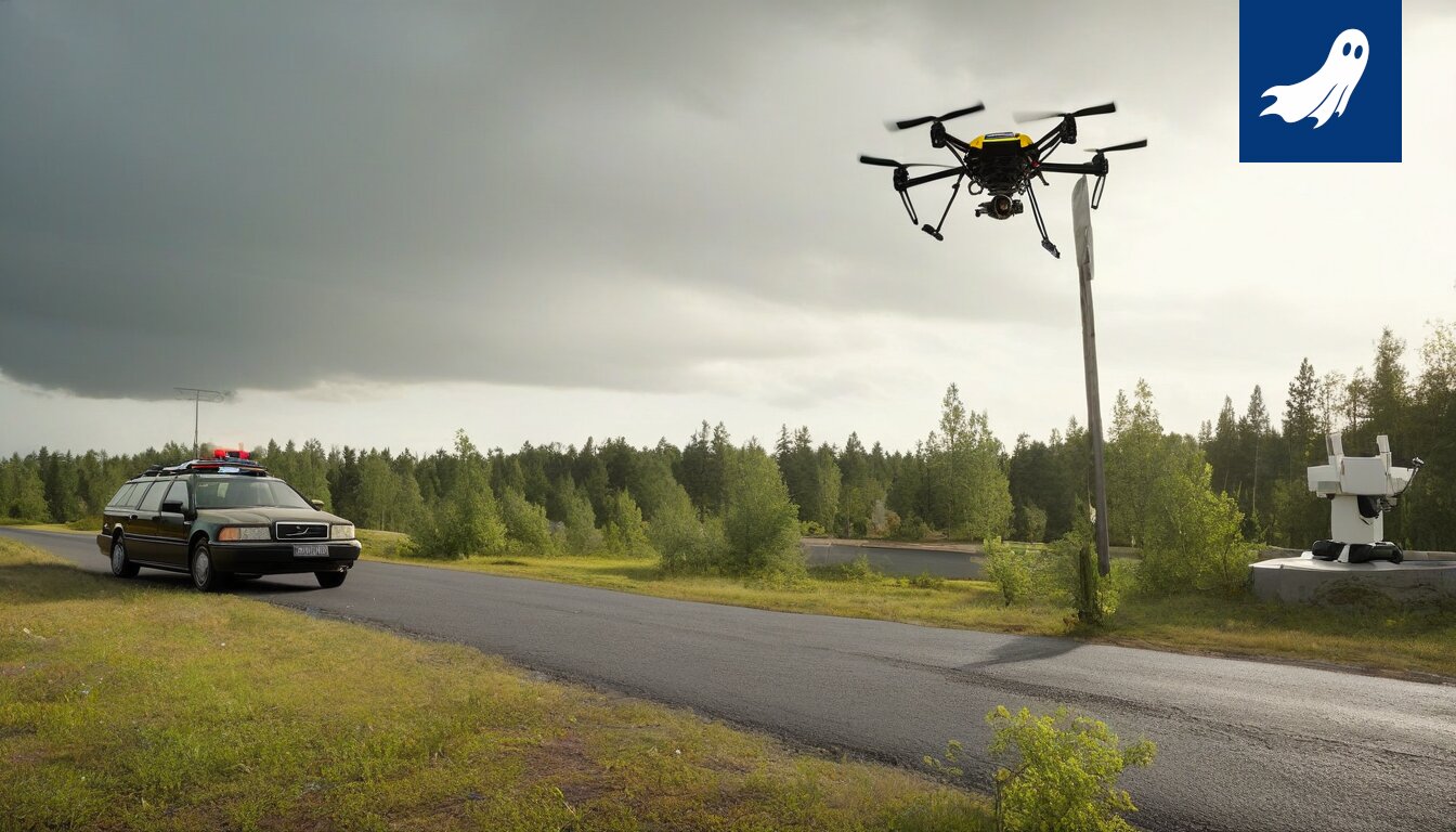 Savua nousee palaneesta omakotitalosta Vesilahdella, vihjaten epäilyttävään robottien ja lennokkien toimintaan.