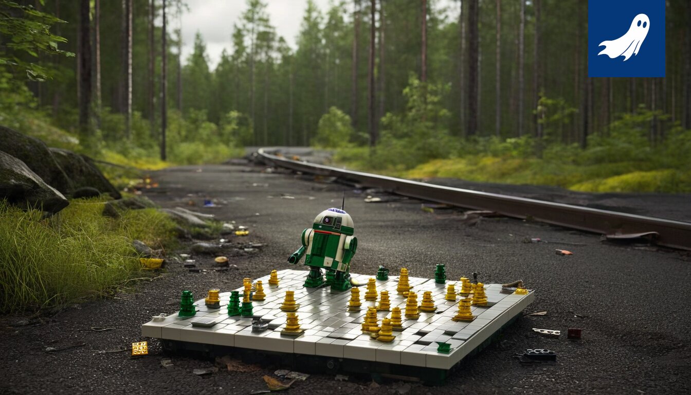 Satirical news article illustration depicting a futuristic, hidden community within the forests of Hervanta, Finland.