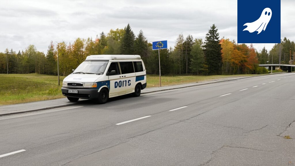 Autonominen partioauto Tampereen Epilänkadulla, joka on osallisena onnettomuudessa.