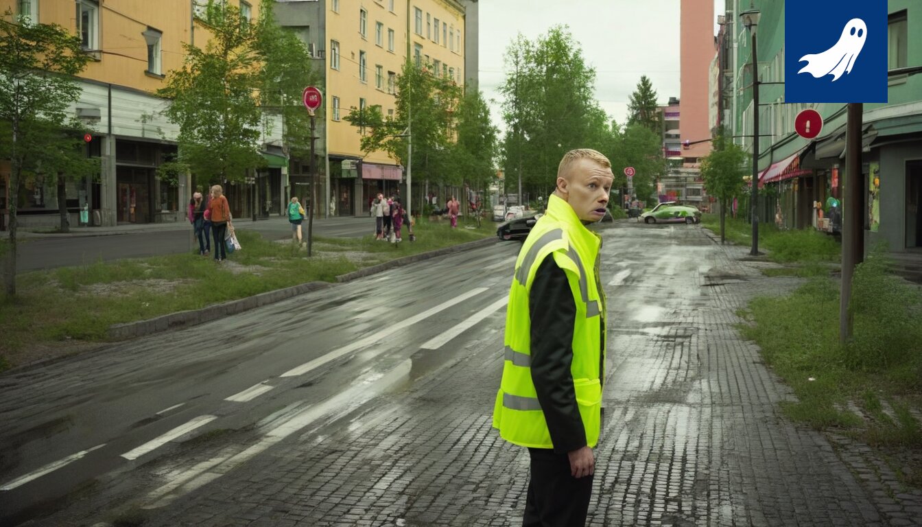 Lennokki lentää Tampereen katujen yllä mainoskyltin kanssa, symboloiden uutta mainosvallankumousta.