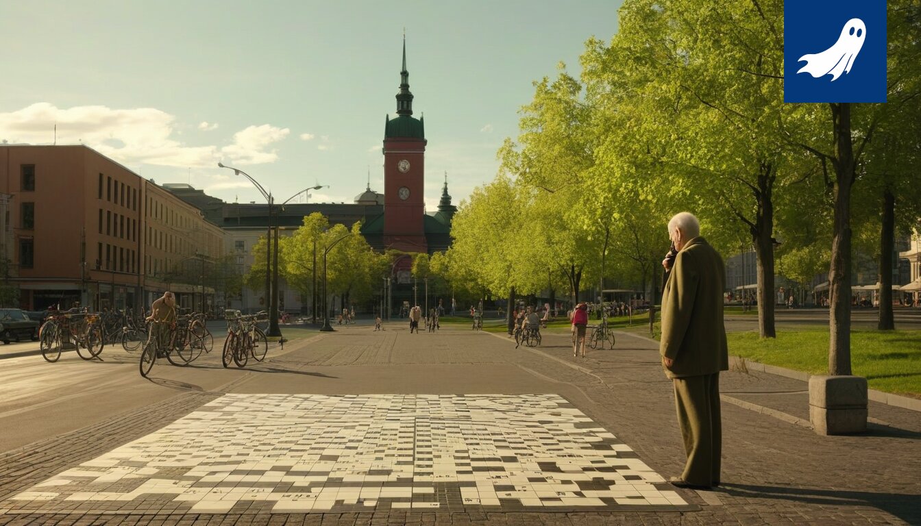 Sarjakuvamainen kuva Tampereen kaupunginvaltuutetusta polkemassa polkupyörää, joka tuottaa sähköä.
