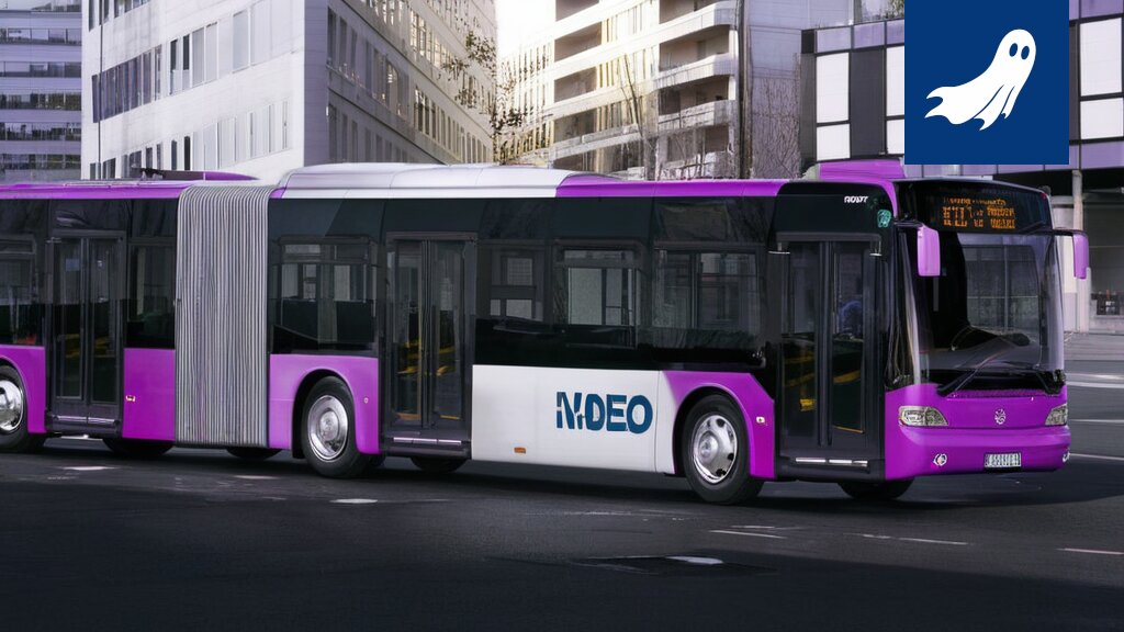 Kuva Tampereen bussista, joka on muutettu digivaluutan louhintayksiköksi, satiirisen uutisartikkelin yhteydessä.
