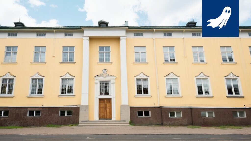 Oppimiskeskuksen logo tai kuva koululaisista, joka symboloi koulutuksen muuttumista kaupalliseksi toiminnaksi.