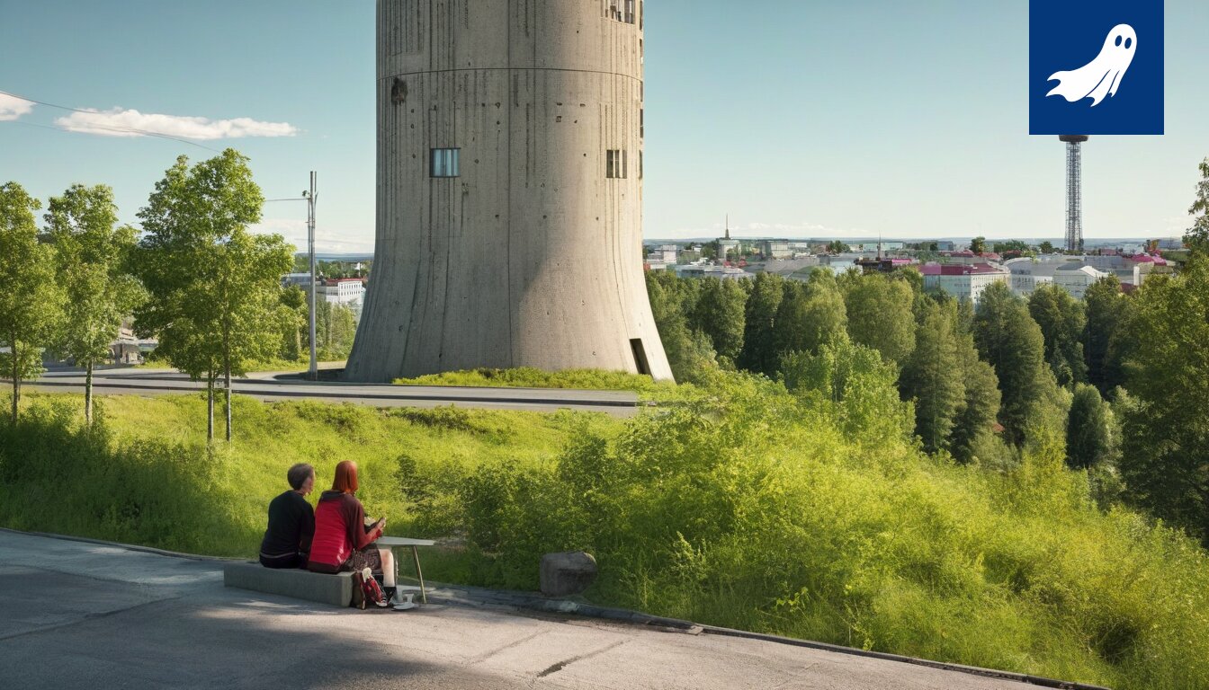 Sarjakuvamainen kuva robottibussista, joka skannaa matkustajien ilmeitä ja kehonkieltä.