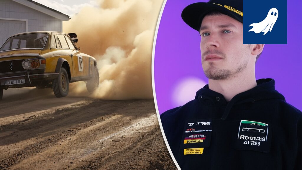 Esapekka Lappi robottimuodossa valvomassa rallireittiä, satiirinen kuva.