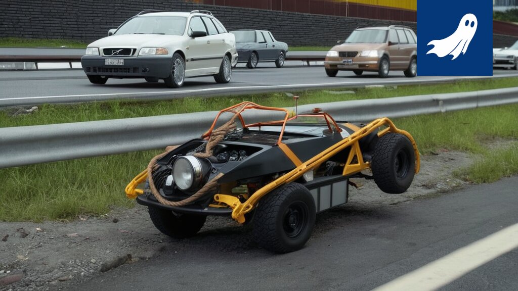 Robocop-prototyyppi liikenteenohjauksessa Kolmostiellä, moottoripyöräilijöiden väistöjärjestelmä aktivoituna.