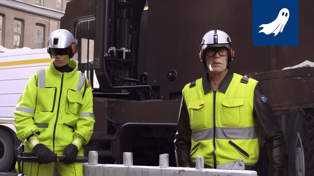Kaivinkone veistää vesijohtoventtiileistä surrealistisia installaatioita Tampereen keskustassa, Robocop tarkkailee vieressä.