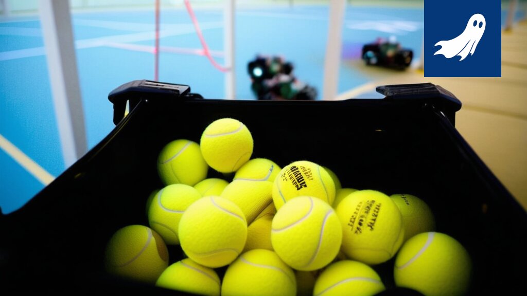 Robottien pelaama padel-ottelu Ylöjärven automatisoidussa padel-tehtaassa.